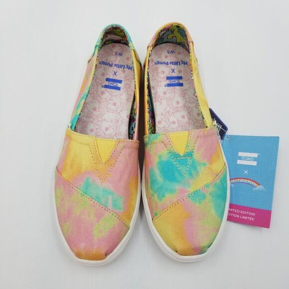 TOMS Tie Dye My Little Pony Shoes Womens 5 Sky Dancer Slip On Limited Edition - Picture 6 of 14